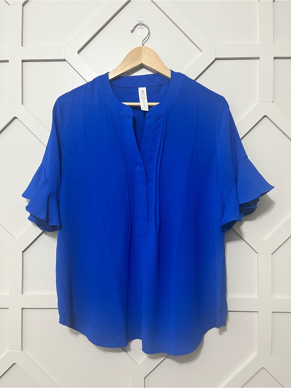 Blue Ruffle Sleeve Women's Top